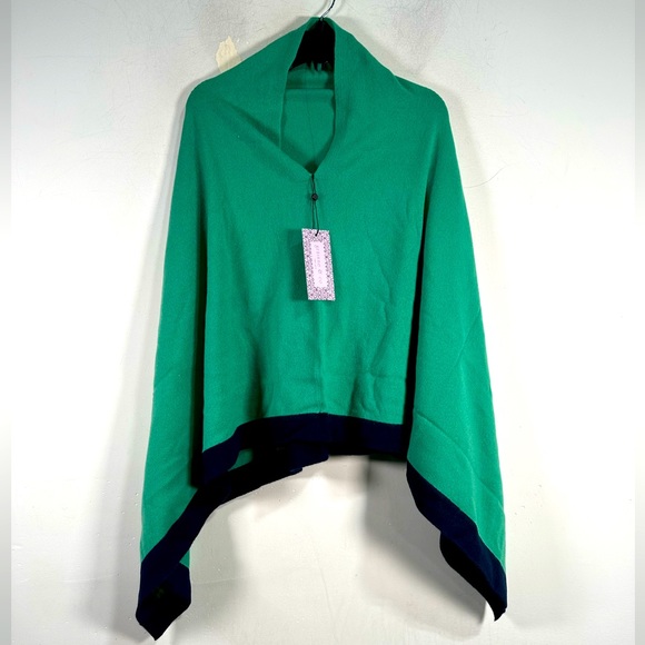 Grainne & Co New York Classic Cashmere Blend Poncho, Women's Size 0/1 - Green - Picture 1 of 8